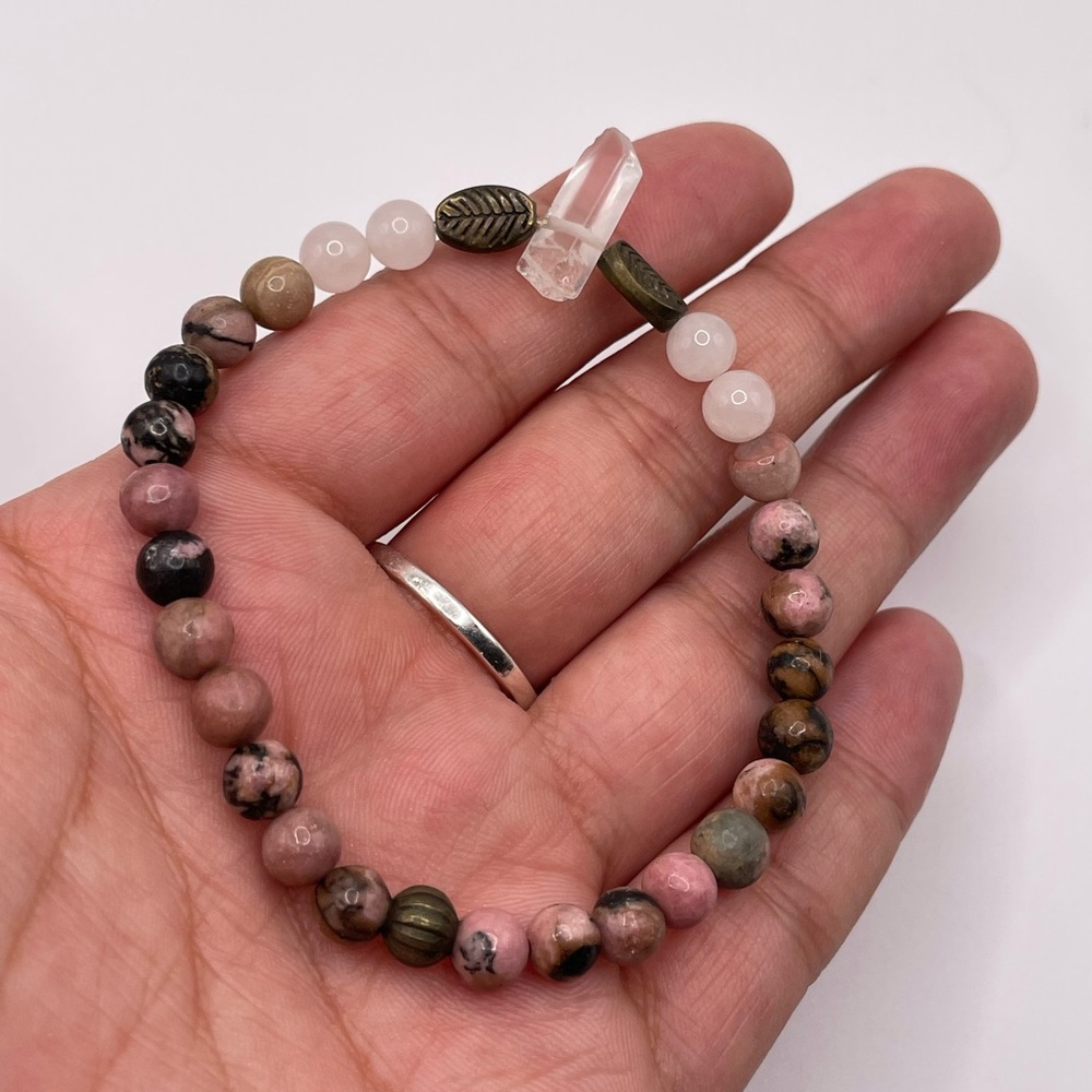 Pink Agate & Rose Quartz Crystal Stretch Bracelet